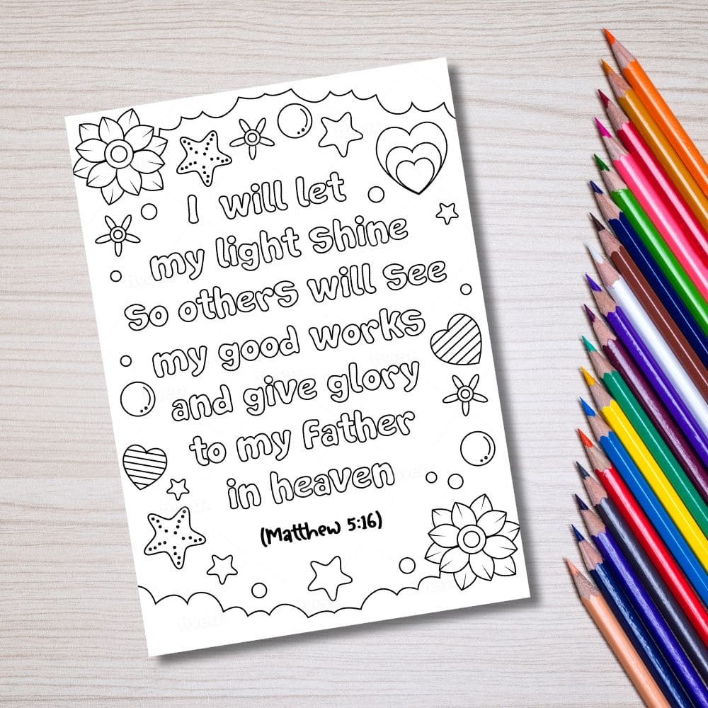 Let My Light Shine Downloadable Colouring Sheet