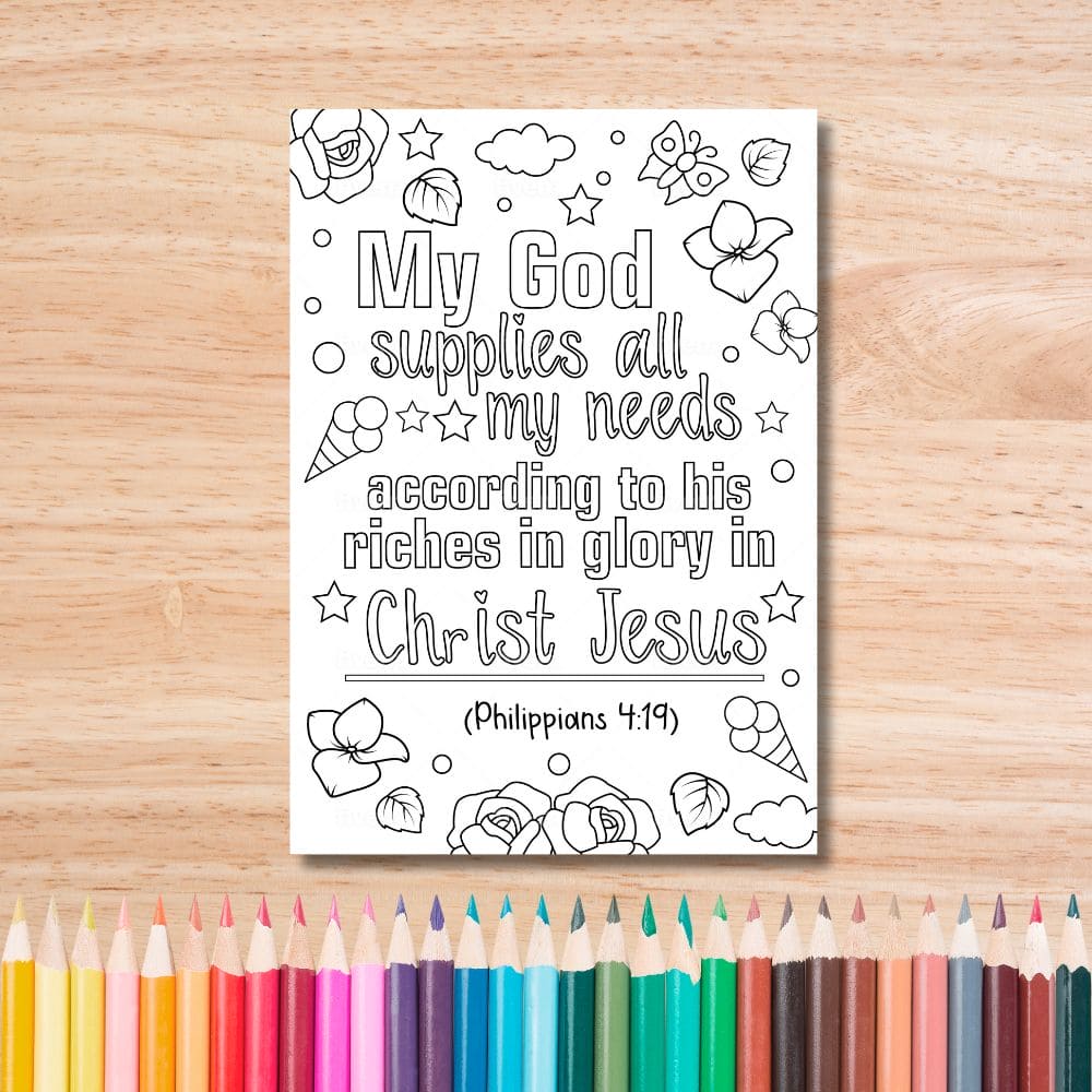 My God Supplies All My Needs Downloadable Colouring Sheet