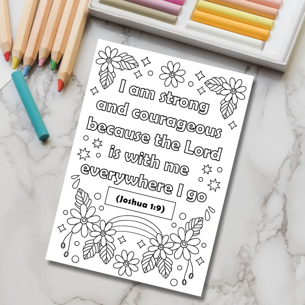 I Am Strong and Courageous Downloadable Colouring Sheet