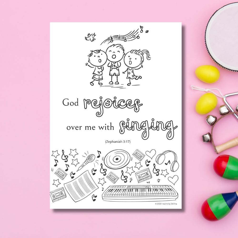 God Rejoices Over Me with Singing Downloadable Colouring Sheet