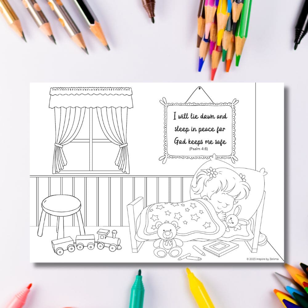 I Will Sleep in Peace Downloadable Colouring Sheet