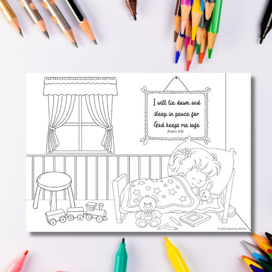 I Will Sleep in Peace Downloadable Colouring Sheet