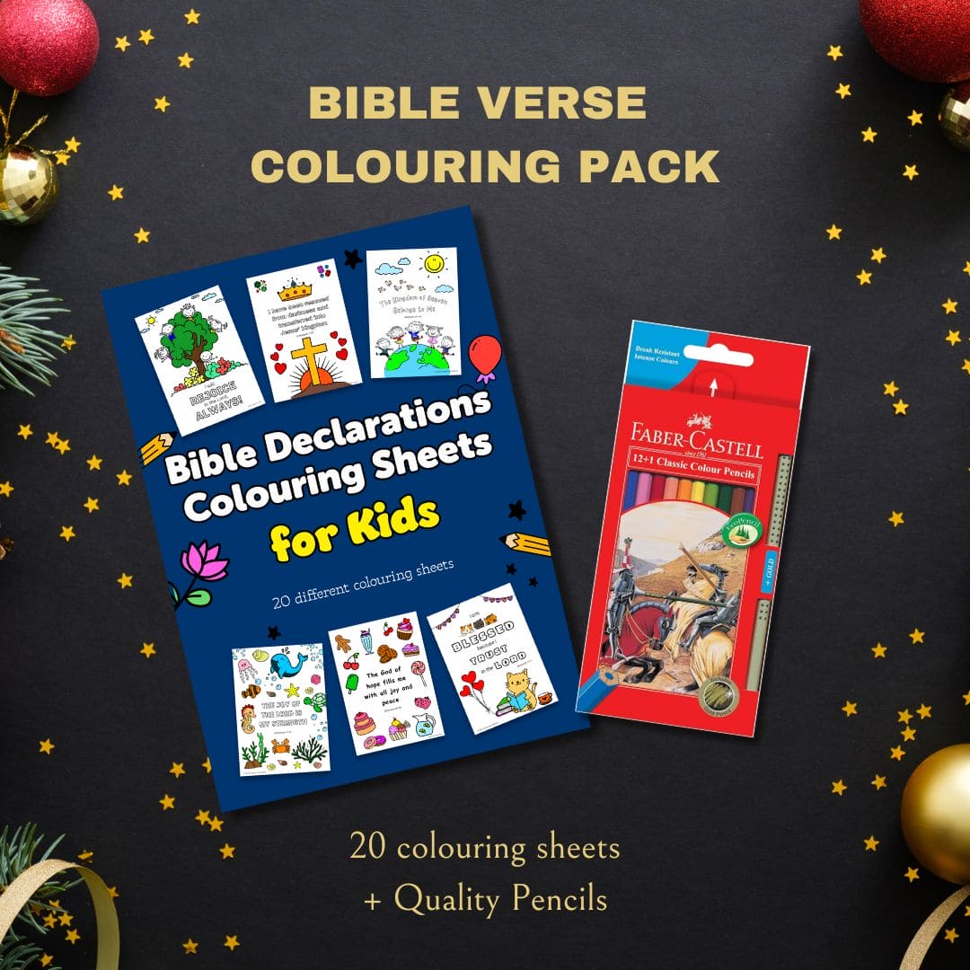 Bible Verse Colouring Sheets + Pencil Set