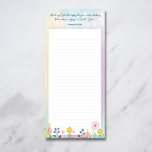 Shopping List Notepad - Flowers - Magnetised